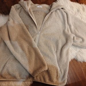 TNA zip up teddy hoodie